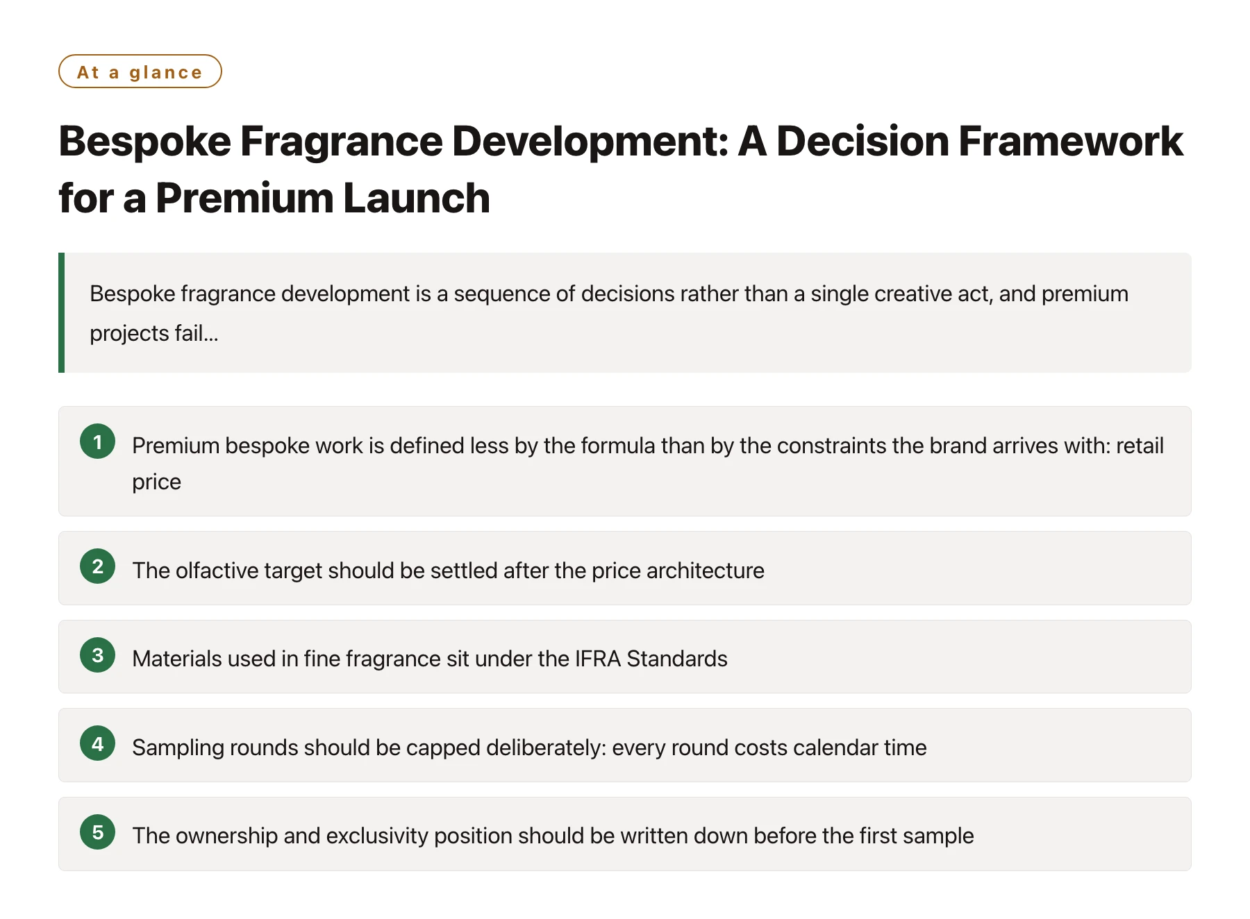 Bespoke Fragrance Development: A Decision Framework for a Premium Launch——全文要点速览